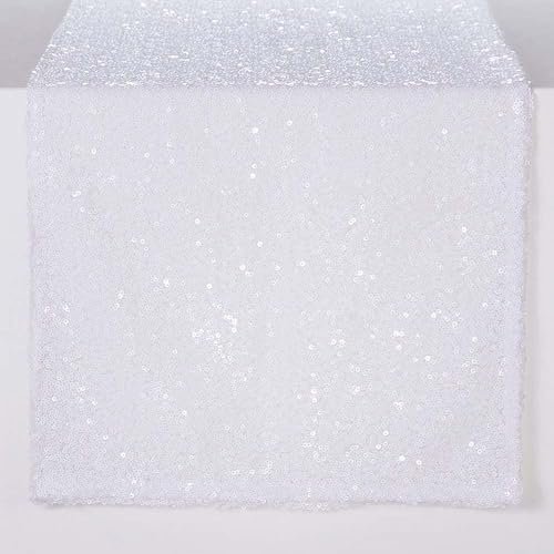 White Sequin Table Runner 6 Pack, 12''x72 Glitter Table Runner - Image 3