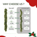 Giauma 6ft Double Fullness Christmas Cedar Garland Artificial Realistic - Image 5