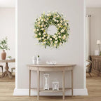Sggvecsy White Daisy Wreath 24 Inch with Fake Silk Floral Green Eucalyptus Leaves and Lavender for Spring Summer Front Door Window Wall Wedding Farmhouse Festival Decor - Image 4