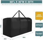 Patio Cushion Storage Bag Waterproof Extra Large Protective Zippered Outdoor Cushion Storage Bags Furniture Storage Bag with Handles, 68" L x 30" W x 20" H (2 Pack) - Image 4