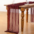 DeZerlor Burgundy Cheesecloth Table Runners 10 Pack Christmas Runners - Image 5