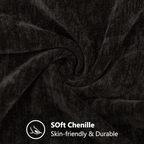 decorUhome Fall Chenille Dark Brown Throw Pillow Covers 26x26 Inch Set of 2, Decorative Soft Couch Pillow Covers Solid Dyed Accent Euro Sham Farmhouse Neutral Square Pillow Cases for Sofa - Image 7
