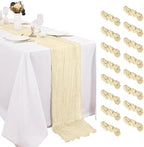 16 Pack Ivory Cheesecloth Table Runner 20 x120 Inch - 10FT Boho Rustic Gauze Cheese Cloth Table Runner for Wedding, Anniversary, Baby Shower, Easter, Spring Home Decor by Weavlyn