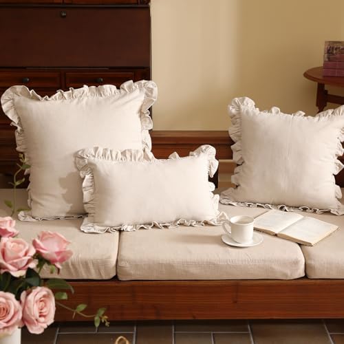 patdrea Vintage Linen Throw Pillow Covers,Set of 2,22"x22"-Kubum - Image 7