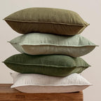 MIULEE Green and White Boho Linen Pillow Covers 20x20 Inch Pack of 4 - Image 3