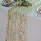 Snowkingdom 6Pcs 10Ft Sage Gold Gauze Sheer Table Runner by Snowkingdom