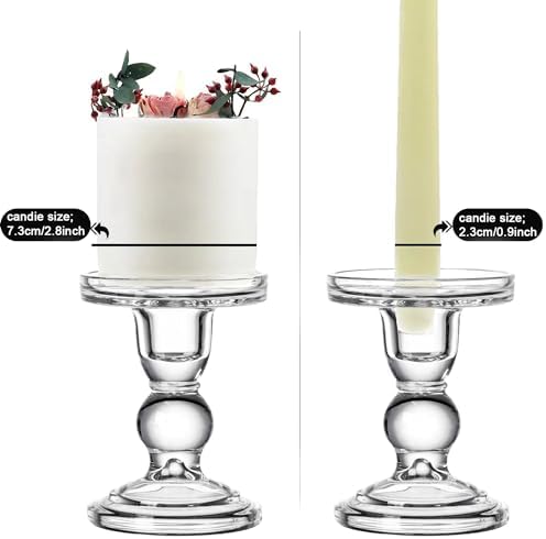 Glass Candle Holder Set of 4 Clear Candlestick Holders for Pillar Taper and Tealight Candles, Vintage Table Centerpiece for Wedding, Christmas Home Decor - Image 3