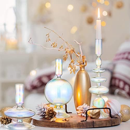Rtteri 3 Pcs Glass Candle Holder Candlesticks Holders, Colorful - Image 6