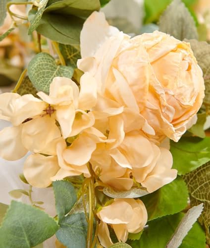 Artificial Flower Garland 2pcs 5.4ft Rose & Hydrangea Vine Champagne Flower - Image 6