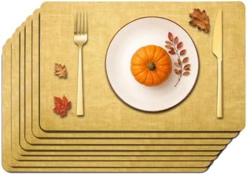 Maxpearl Faux Leather Placemats Set of 8, Easy to Clean, Light Yellow by Maxpearl