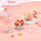 AHANDMAKER 50PCS Clear Round Organizer Box 3"x1" Small Acrylic Containers with Lids Circular Candy Box for Bead Jewelry Storage Wedding Graduation Gift Craft Decorations - Image 5