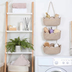 The Door Hanging Basket 3 Tier Scalloped Hanging Storage Basket, Brown - Image 4