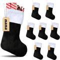 8 Set Christmas Stockings 18 Inch with Wood Name Tags, Black, White by Glimin