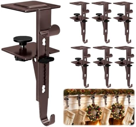 6Pcs Christmas Fireplace Stocking and Garland Hanger Fits 0.87-4.1" Mantle by RGJSTRORE