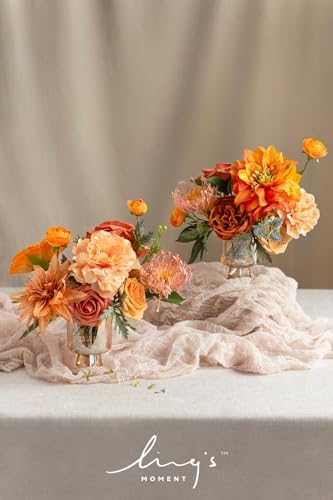 Ling's moment Fake Flowers Box, Vintage Coral & Orange Deluxe Combo - Image 4