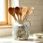 Ceramic Vintage Flower Vase, Utensil Holder, Chinoiserie Decorative Vase Decor Rustic Farmhouse Retro Floral Vases for Table Bookshelf Mantel Kitchen Living Room Office - 6.7” Gray 016 - Image 7