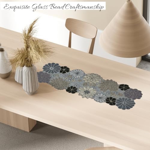 Beaded Table Runner 13 x 36 Inch - Handmade Floral Glass Bead Decorative Runner for Dining Table, Coffee Table, Farmhouse, Wedding, Seasonal & Everyday Centerpiece Decor, Multi Color - Image 2