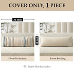 ANRODUO Boho Decorative Pillow Covers 14x36 Light Blue Stripe Pack of 1 - Image 4