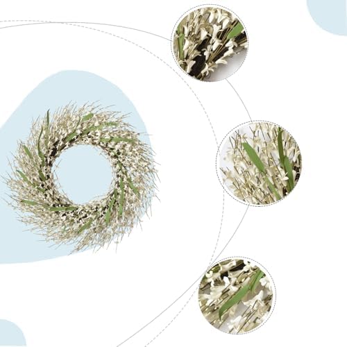 26 Inch Spring Wreaths for Front Door, Large Artificial Forsythia Flowers Wreath, Spring Summer Floral Wreath All Season for Home, Wall, Window, Porch, Wedding, Farmhouse Decor (White) - Image 3