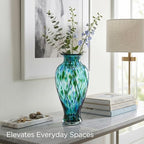 Turquoise Hand Blown Glass Vase 11.8" Tall Beautiful Designer Flower Vase - Image 3