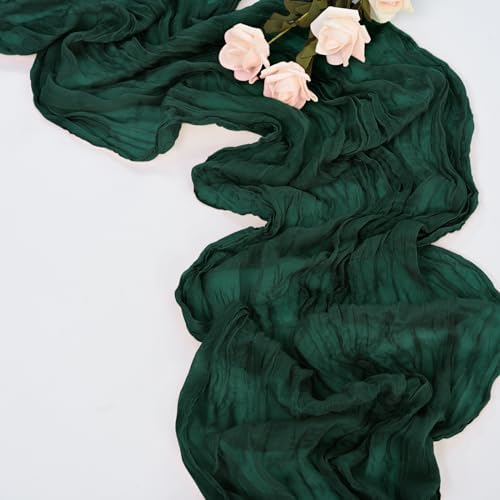 30 Pack Emerald Green Table Runner 10Ft Cheesecloth Table Runner Long Boho Cheese Cloth Table Runners Romantic Sheer Fabric Gauze Table Runners for Wedding Party Bridal Shower - Image 5