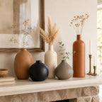 Ceramic Vase Set of 5, Modern Vases Home Decor, Neutral Decorative Vases for Pampas Grass Dried Fresh Flowers, Small Vase Set for Living Room Kitchen Bedroom Bathroom Entryway Mantel Decor - Image 7