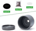 D'vine Dev 4-Pack Ceramic Pots with Saucers, Grey, 4.7 in, 94-X-B-3 - Image 4