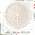 Skylety 48" Velvet Christmas Tree Skirt with Faux Fur Trim,Cream White - Image 2