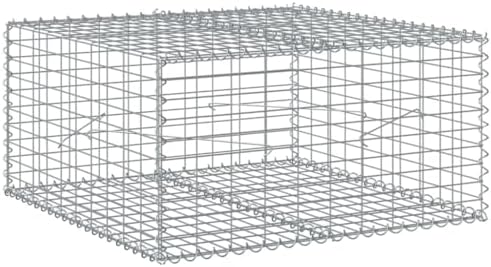 vidaXL Gabion Basket with Cover 39.4"x39.4"x19.7" Galvanized Iron by vidaXL