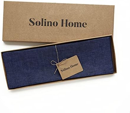 Solino Home 100% Pure Linen Placemats Navy, Athena 14 x 19 in, Set of 4 - Image 3
