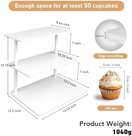 HURZMORO 3 Tier Serving Tray and Platters, Wooden Three Tiered Appetizer Serving Tray, Party Trays and Platters, 3 Tiered Tray Desert Stand, Food Stands for Display Party (Engineered Wood) - Image 4