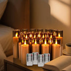 24 Pack LED Gray Flameless Candles with Remote, 3D Flickering Battery Operated Candles in Glass Holders, Safe for Weddings, Parties, Home and Outdoor Decor. - Image 3