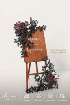 Ling's moment Welcome Sign Flowers, Wedding Floral Swag, Black and Burgundy - Image 2