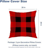 Batmerry Red Black Checkered Throw Pillow Covers, Red Gray Black Checkered Abstract Decorative Pillow Covers Digital Printing Blended for Couch Sofa Bed Invisible Zipper 26X26 in(Set of 2) - Image 5