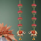 Divyakosh Door Hangings for Home and Temple Decoration, Pooja Items, Red Lotus With Elephant Wall/Door Decor | 2 Pieces | 26 Inch - Image 7