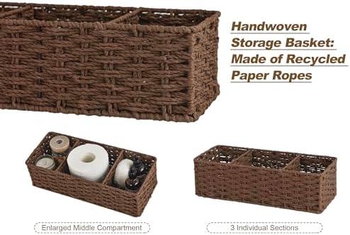 StorageWorks Toilet Paper Basket, Paper Rope Back of Toilet Basket, Walnut - Image 2