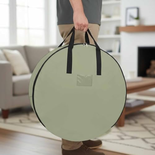 36 Inch Round Storage Bag 1 Pack,Vintage Green Graze Pattern Waterproof Wreath Storage Container with Handles&Zipper Monochrome Closet Organizer Bags Garland Box by Unknown