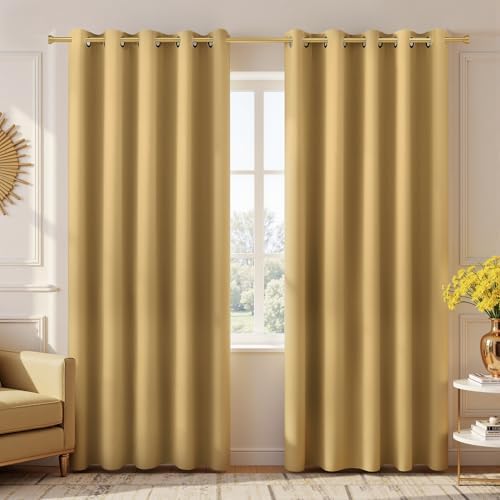 KOUFALL Gold Luxury Blackout Curtains for Living Room,Elegant Livingroom Curtain 84 Inches Long Cortinas Doradas para Sala Elegantes Modernas 2025 by KOUFALL