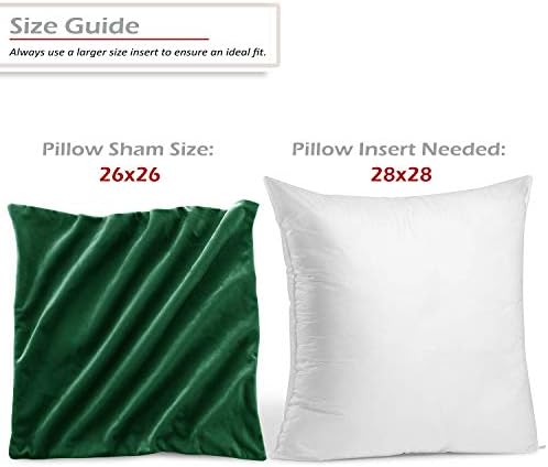 Nestl Throw Euro Pillow Covers, Cozy Velvet Decorative Pillow Covers 26x26 Inches, Soft Solid Couch Pillow Case for Sofa, Bed and Car, Set of 4 - Hunter Green - Image 2