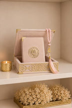 VOGUEHOMEDECOR Velvet Covered Quran and Pearl Tasbih in Wooden Decorative Box | Gift Islamic Set Birthday, Wedding Muslim Eid Ramadan (Pink) - Image 3