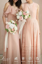 Ling's moment Artificial Pink Flowers Combo, Cream & Blush, Deluxe - Image 5