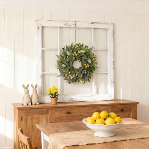 Hiptree 18 Inch Spring Eucalyptus Wreath for Front Door-Artificial Summer Greenery Wreaths Indoor Outdoor Decorations, Farmhouse Wall Decor-Fall, Winter,Easter,Green All Year Round,DIY Wreaths - Image 4