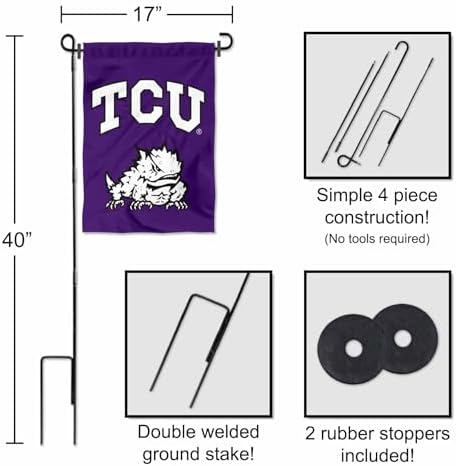 Texas Christian Horned Frogs Garden Flag with Stand Holder - Image 3