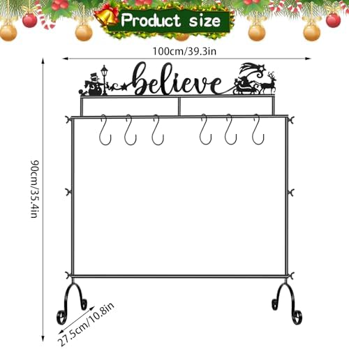 Christmas Stocking Holder Stand Hangers for Floor Metal Stocking Holder Freestanding Modern Christmas Stocking Holders with 7 Hooks Xmas Christmas Decorations - Image 2