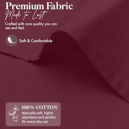 Ruvanti Cloth Napkins 12 Pack, 100% Cotton High GSM 18" x18”– Burgundy - Image 3