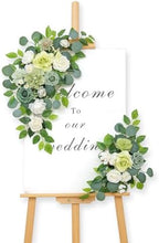 Pack of 2 Artificial Flowers for Backdrop Decoration, Wedding Arch Flowers,Reception Welcome Sign, Eucalyptus Garland, Suited to Aisle Decor and Wedding Arches（White Green） by BMQDSM