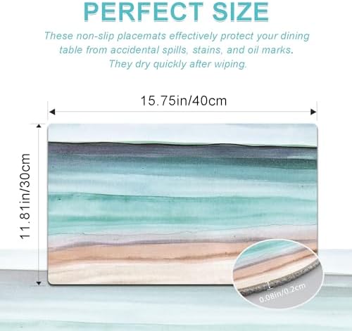 Coastal Placemats Set of 4 - Coastlin Faux Leather Anti Heat Placemats for Dinner Table, Non-Slip Waterproof Oil-Proof Washable Reusable Placemat for Indoor Outdoor Kitchen, 15.75In*11.81In - Image 4