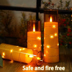 Nimiko Flickering Flameless LED Candles,Battery Operated Candles 9 Pcs with Embedded Star String,Acrylic LED Pillar Candles with Remote,Suitable for Home Decoration to Create an Atmosphere（Gold） - Image 3