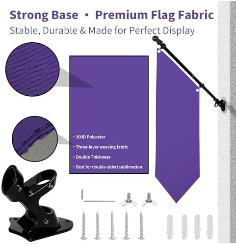 Farm Stand Blank Flag with Pole Kit, 12x42 Inch Double-Layer Heavy-Duty 300D Polyester Banner, DIY Custom Sublimation Vinyl Flag for Garden, Yard, Events, or Outdoor Commercial Display (Purple) - Image 2