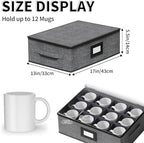 2-Pack Cup Storage Box with Dividers, Hard Shell Mug Organizer with Lid - Image 2